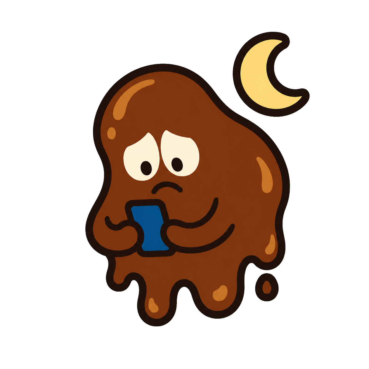 An emotional gravy drip texting beneath the moon